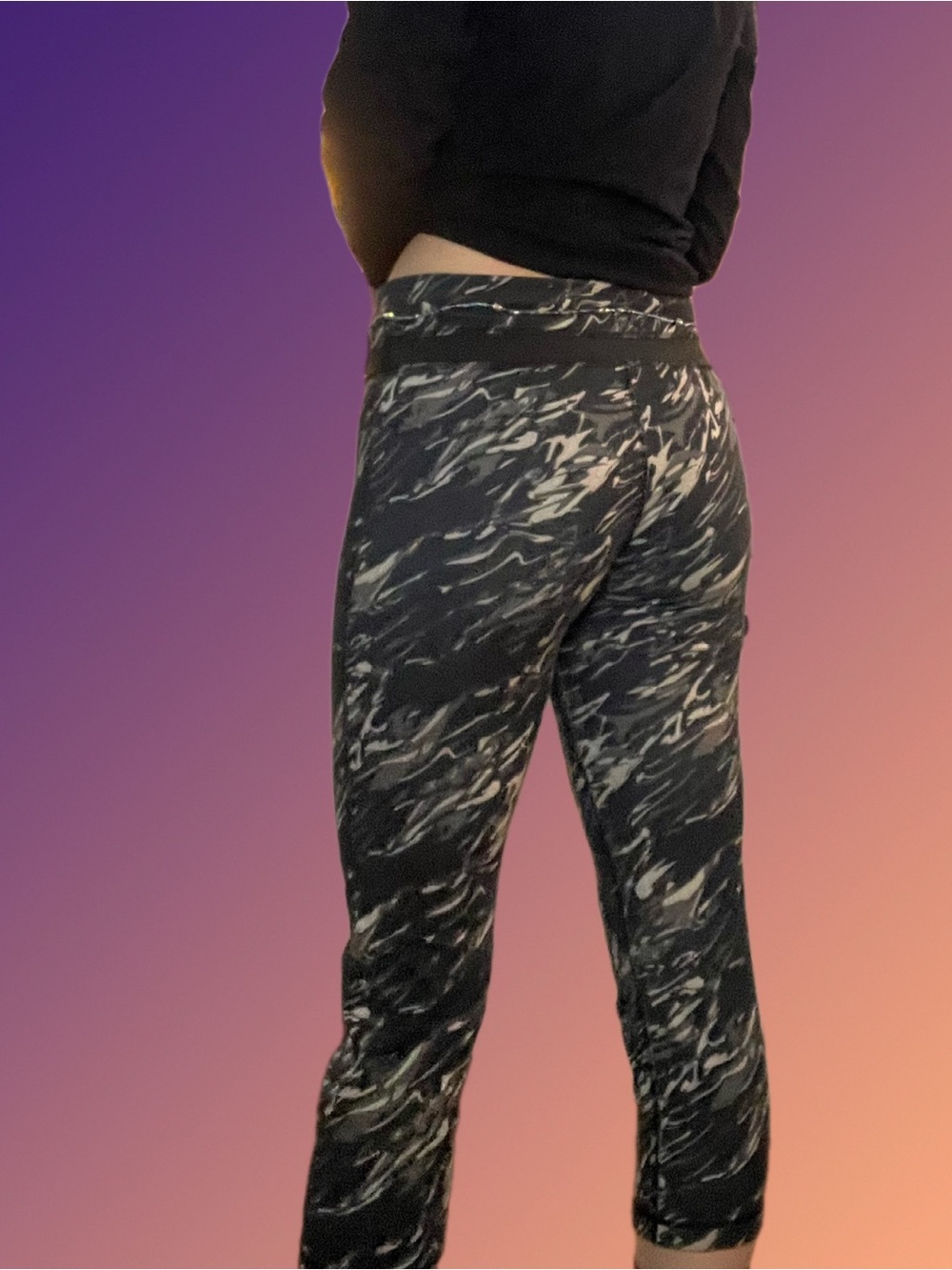 Puma Black & Gray Patterned Leggings